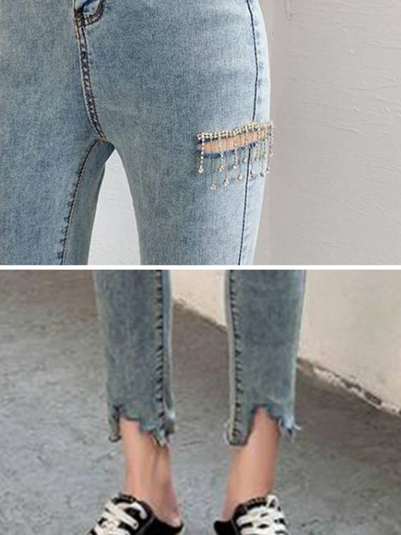 Zipper Skinny Ladies Denim Ripped Jeans at Rs 999/piece in Kakinada